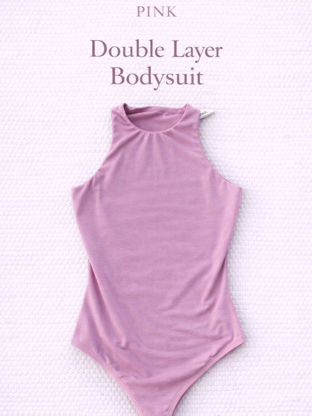 PINK VS Pink Double Layer Bodysuit High Neck Sleeveless L